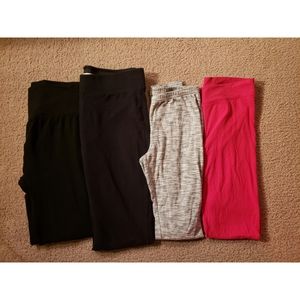 Four for one! Two black one grey one red leggings